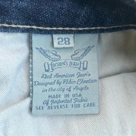 Robin's Jean Marilyn Black Crystal Studded Denim Jeans Embellished Biker Metal - Picture 11 of 13